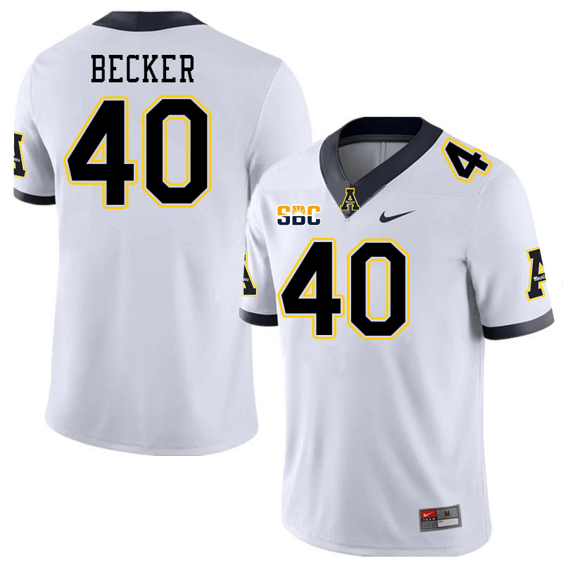 Men #40 Cole Becker Appalachian State Mountaineers College Football Jerseys Stitched Sale-White